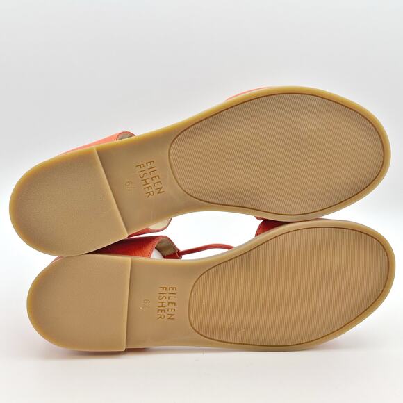 Eileen Fisher Womens Rose Leather Sandasl Size 6.5 Orange Open Toe NIB - Picture 13 of 14
